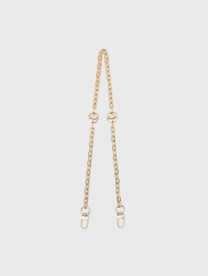 Short metal chain shoulder strap - Golden - View 1