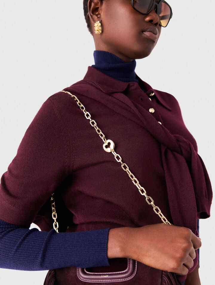 Short metal chain shoulder strap - Golden - View 2