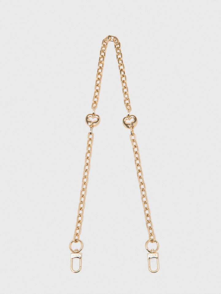 Short metal chain shoulder strap - Golden - View 3