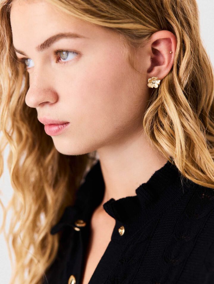 Flower stud earrings - Golden - View 2