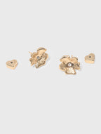 Flower stud earrings - Golden - View 3
