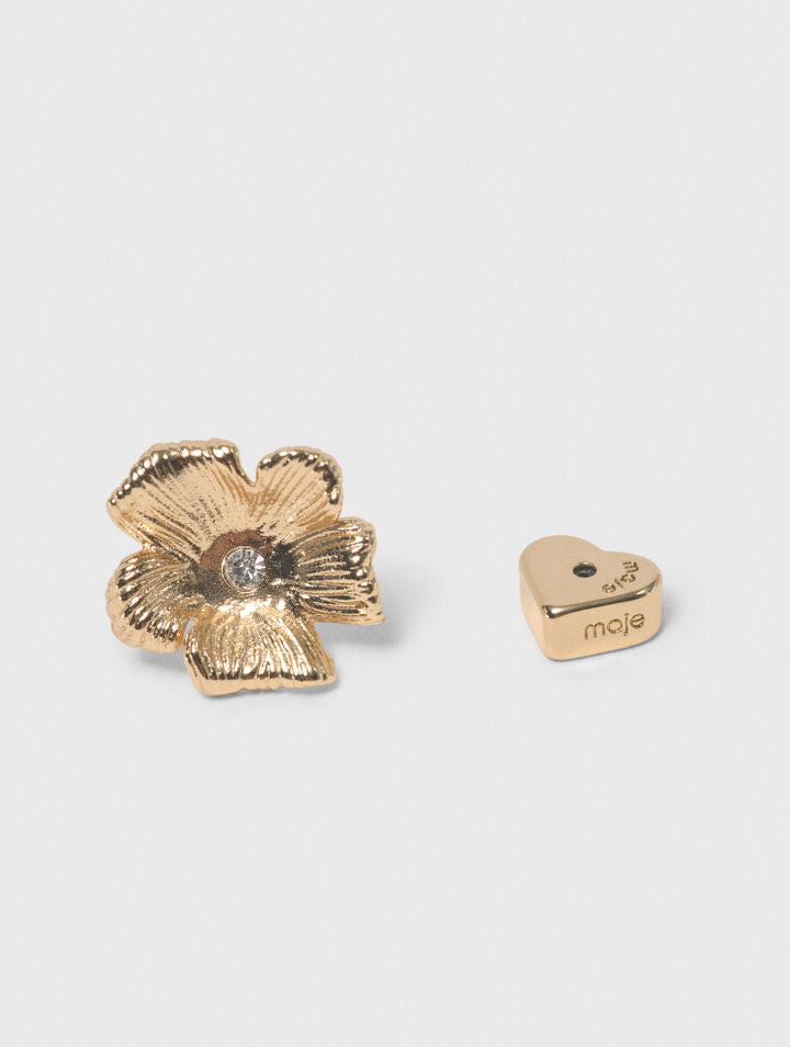 Flower stud earrings - Golden - View 4