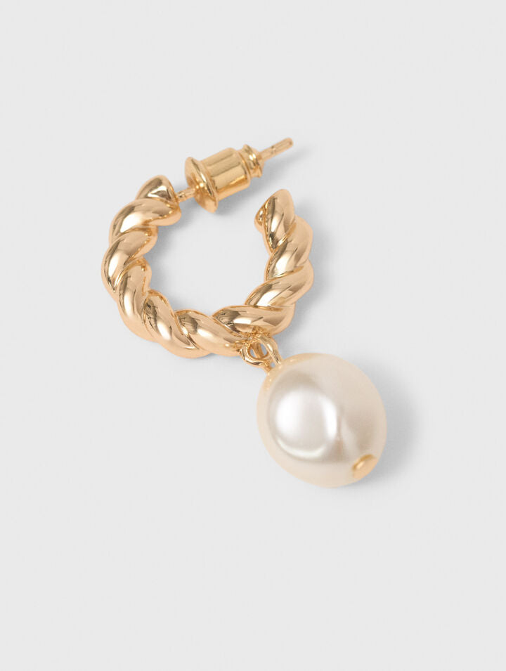 Twisted bead hoop earrings - Golden - View 4