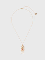 Long beaded fish necklace - Golden - View 1