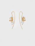 Fine flower earrings - Golden - View 1