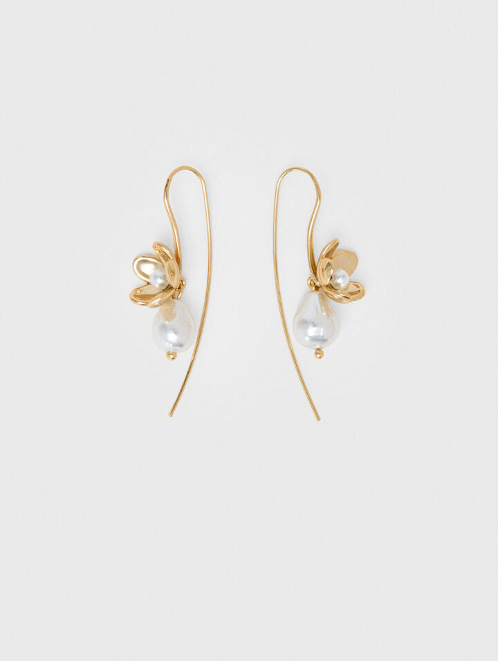 Fine flower earrings - Golden - View 1