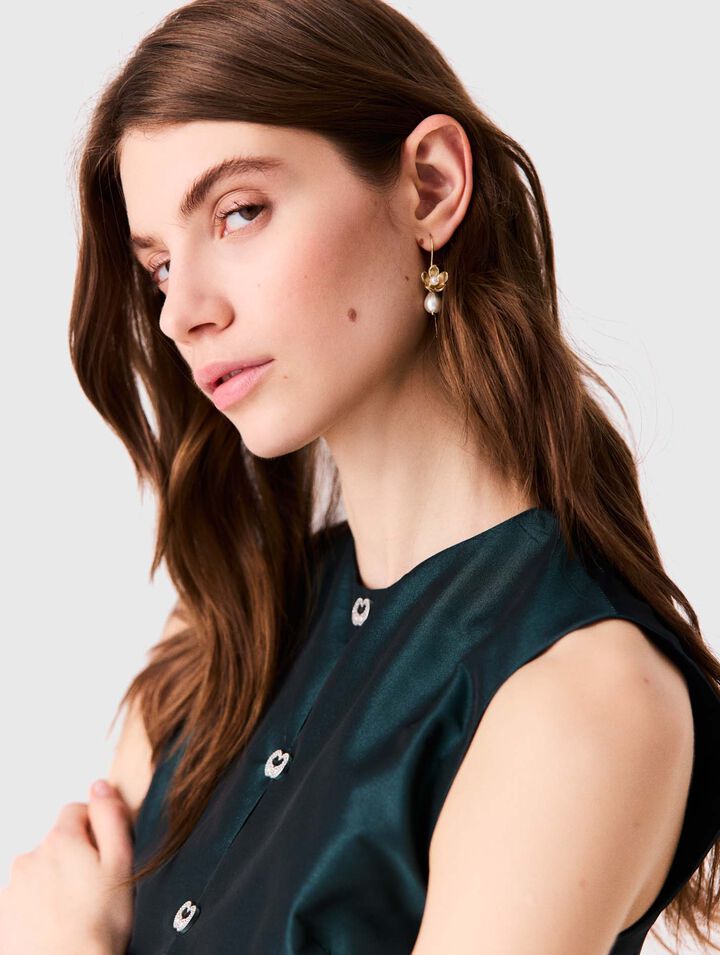 Fine flower earrings - Golden - View 2