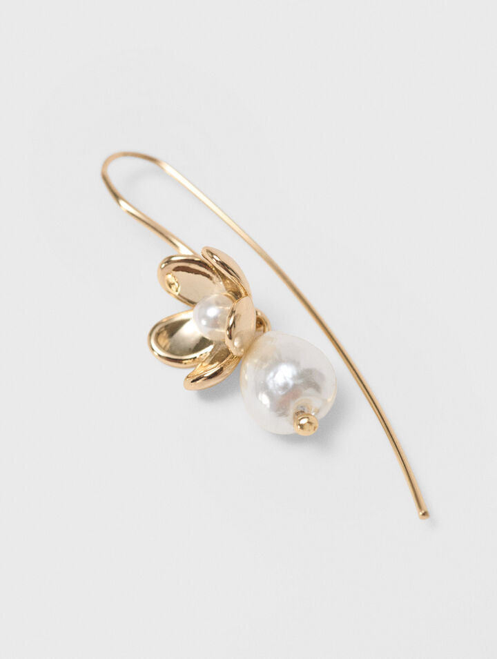 Fine flower earrings - Golden - View 3