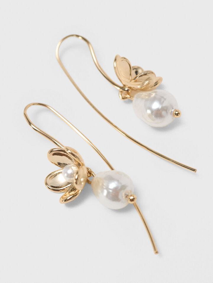 Fine flower earrings - Golden - View 4