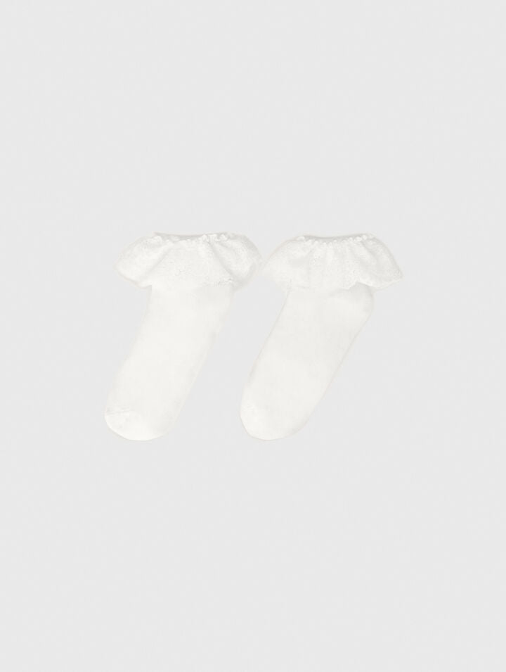 Lace frill socks - White - View 1