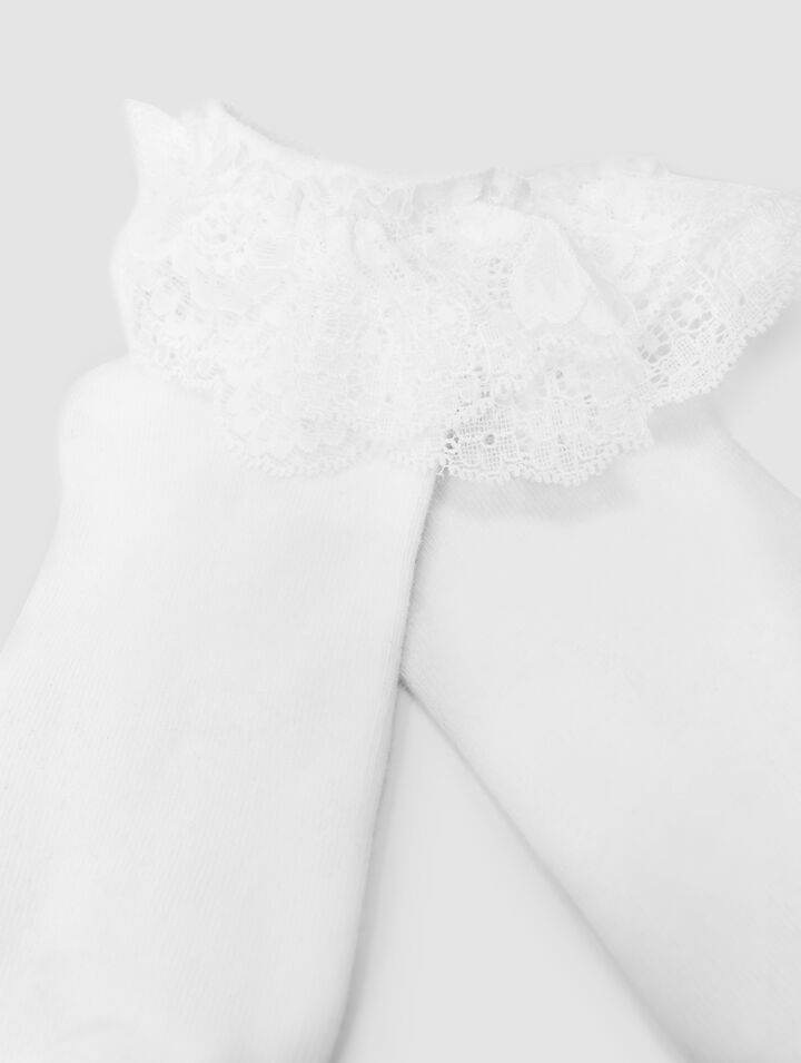 Lace frill socks - White - View 3