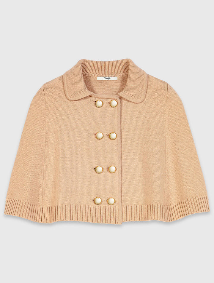 Wool blend mini cape - Beige - View 1