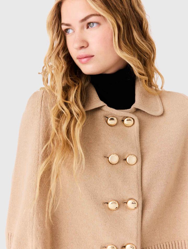 Wool blend mini cape - Beige - View 3