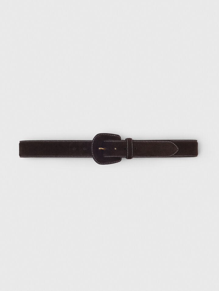 Suede belt - Dark brown - View 1
