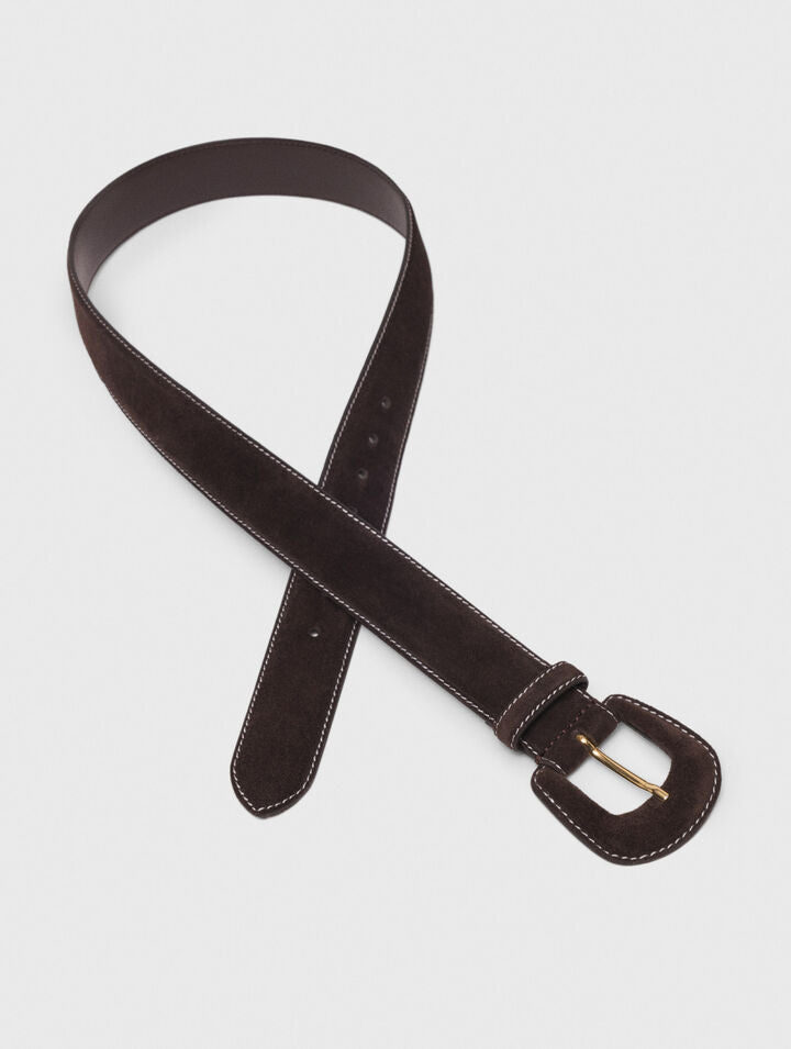 Suede belt - Dark brown - View 3