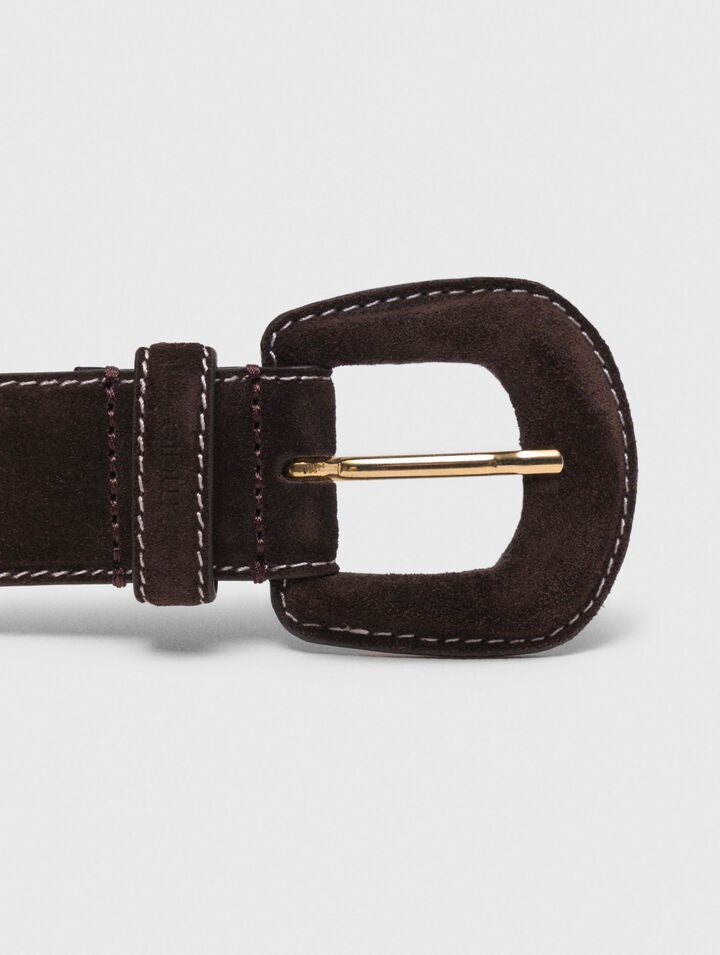 Suede belt - Dark brown - View 4