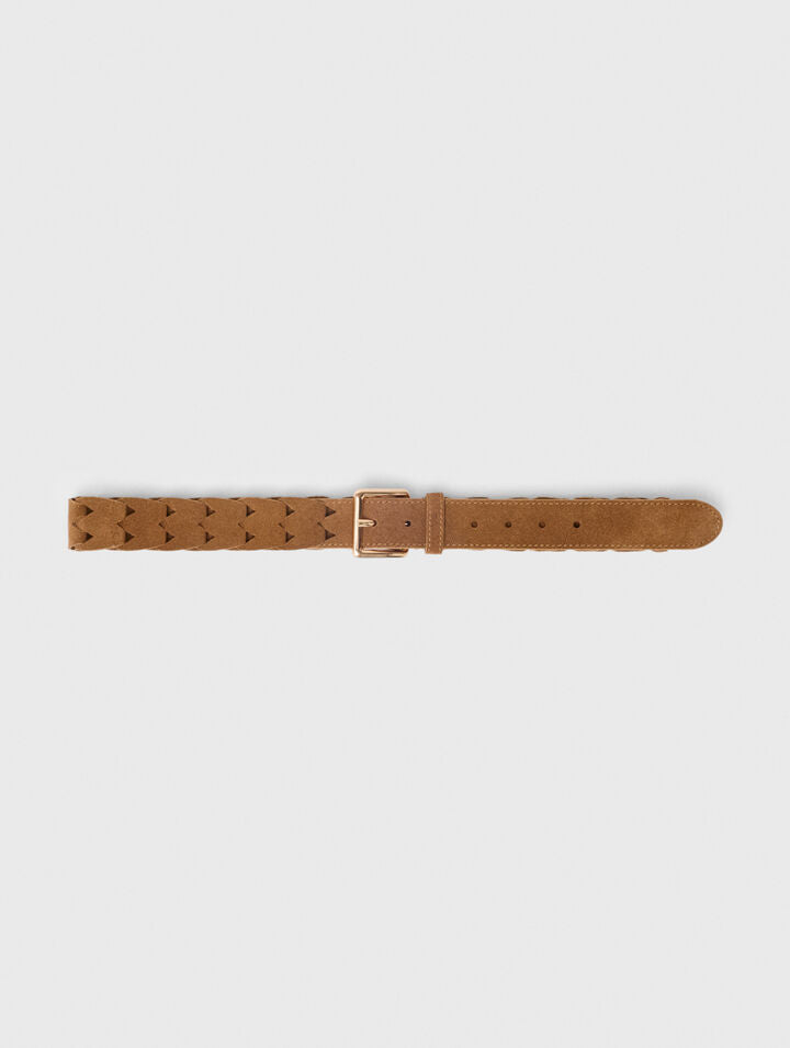 Braided suede belt - Camel - View 1
