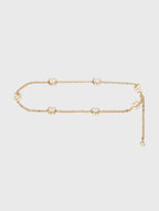 Chain belt with logo details - Light gold - View 1