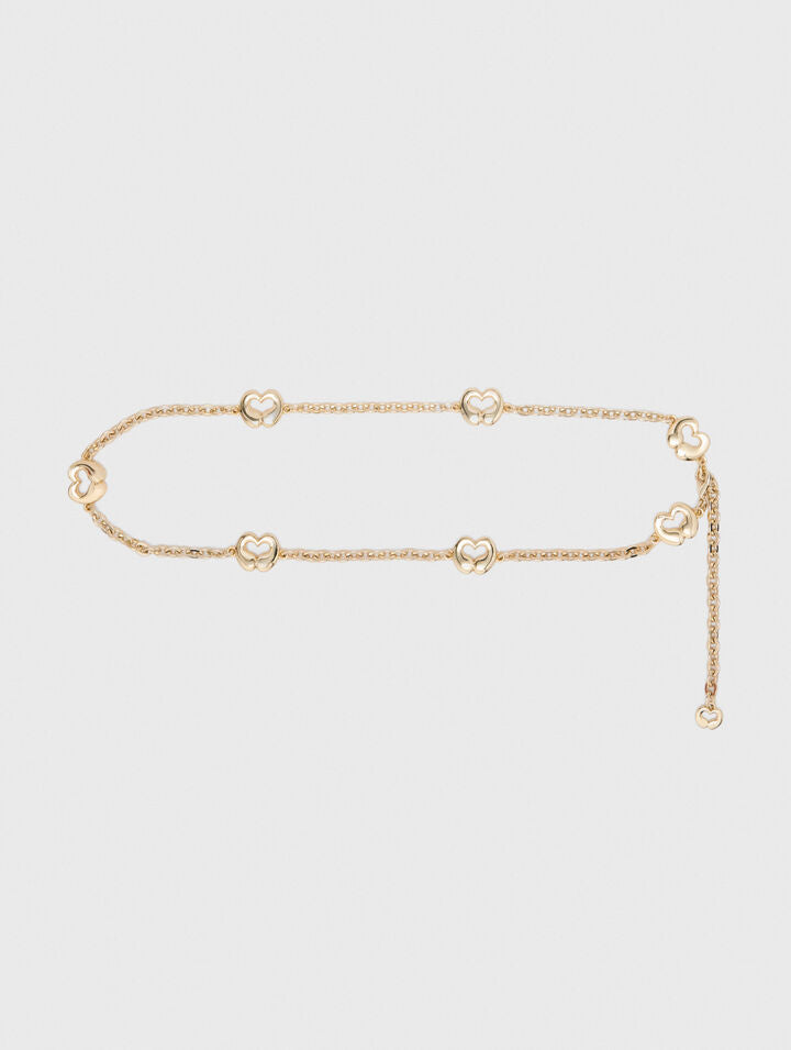 Chain belt with logo details - Light gold - View 1
