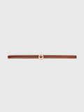Slim smooth leather logo belt - Tobacco - View 1