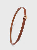 Slim smooth leather logo belt - Tobacco - View 3