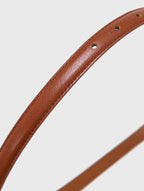 Slim smooth leather logo belt - Tobacco - View 4