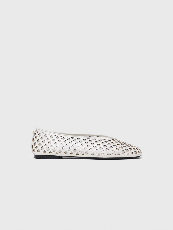 Perforated leather ballet flats - White - View 1