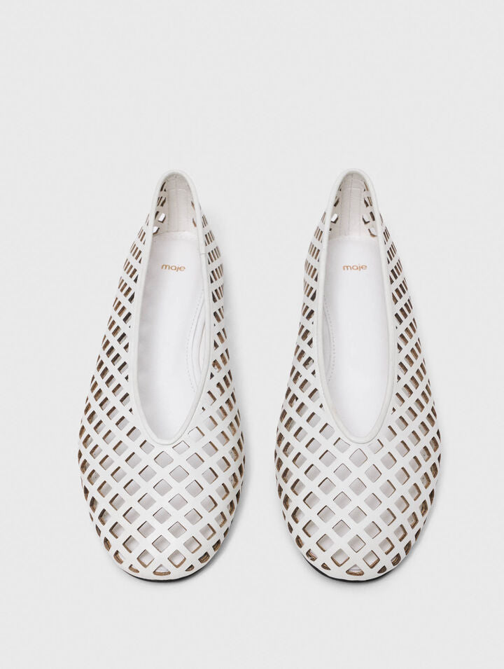 Perforated leather ballet flats - White - View 2