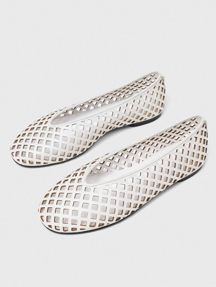 Perforated leather ballet flats - White - View 3