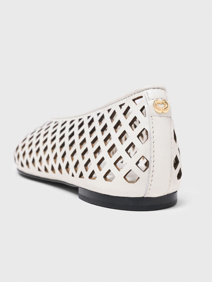 Perforated leather ballet flats - White - View 4