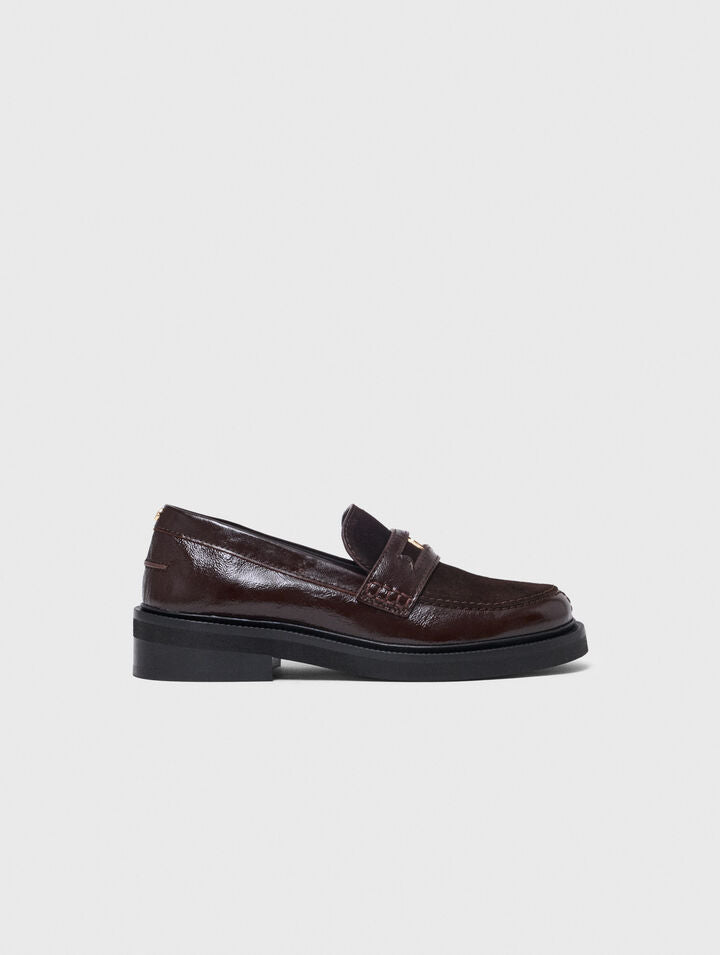 Leather and suede loafers - Dark brown - View 1