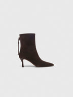 Zipped suede ankle boots - Dark brown - View 1