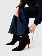 Zipped suede ankle boots - Dark brown - View 2