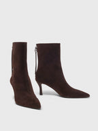 Zipped suede ankle boots - Dark brown - View 3