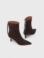 Zipped suede ankle boots - Dark brown - View 4