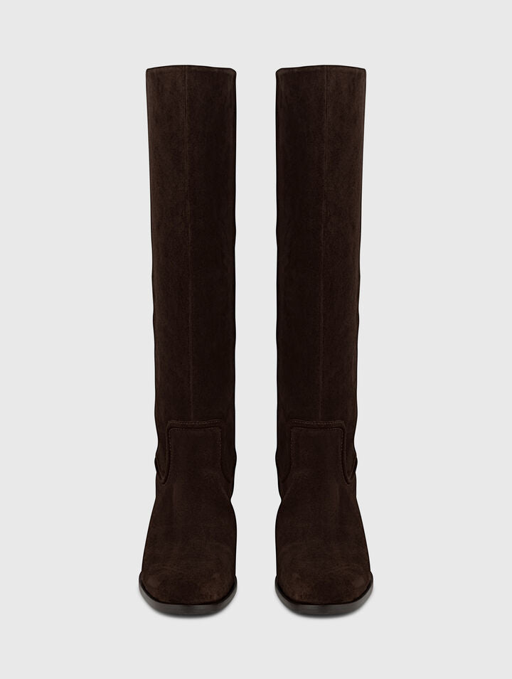 Heeled suede boots - Dark brown - View 3