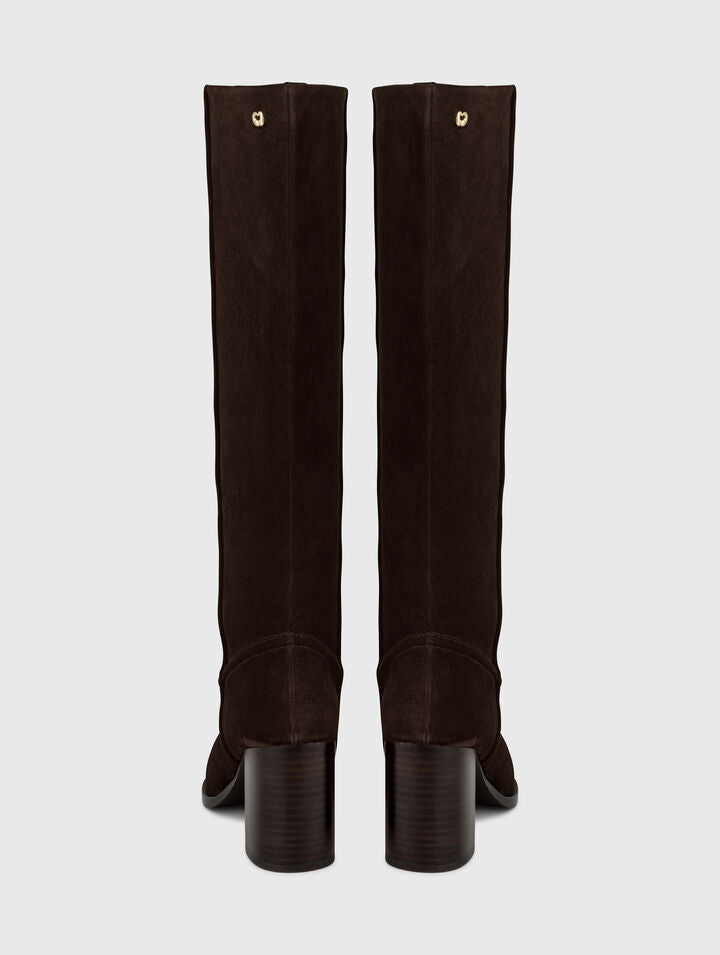 Heeled suede boots - Dark brown - View 4