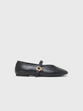Embossed leather ballet flats - Black - View 1