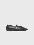 Embossed leather ballet flats - Black - View 1