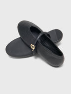 Embossed leather ballet flats - Black - View 4