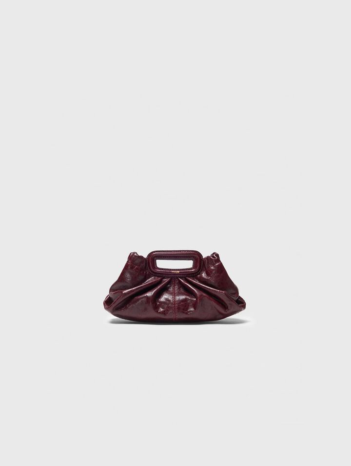 Milpli mini crackled leather clutch - Burgundy - View 1