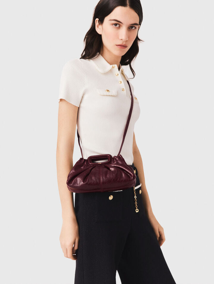 Milpli mini crackled leather clutch - Burgundy - View 2
