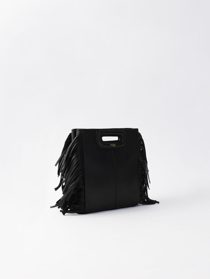 Mini M bag in smooth leather - Black - View 3