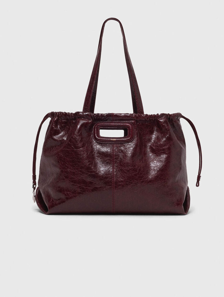 Crackled leather Milpli tote bag - Burgundy - View 1