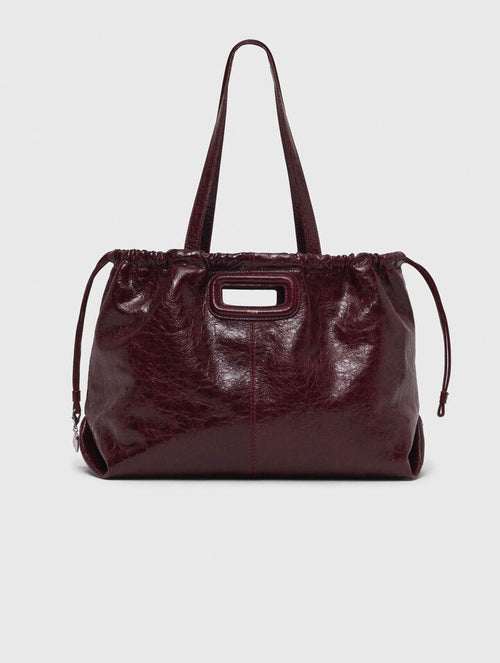 Crackled leather Milpli tote bag - Burgundy - View 1