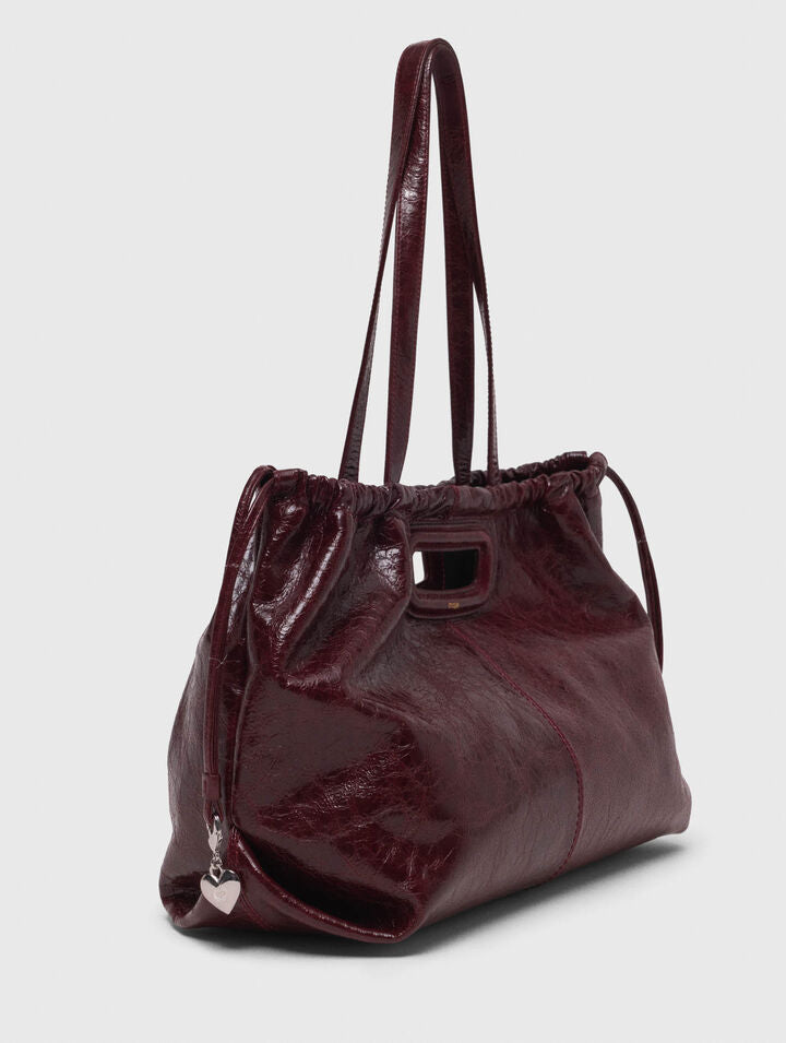 Crackled leather Milpli tote bag - Burgundy - View 2