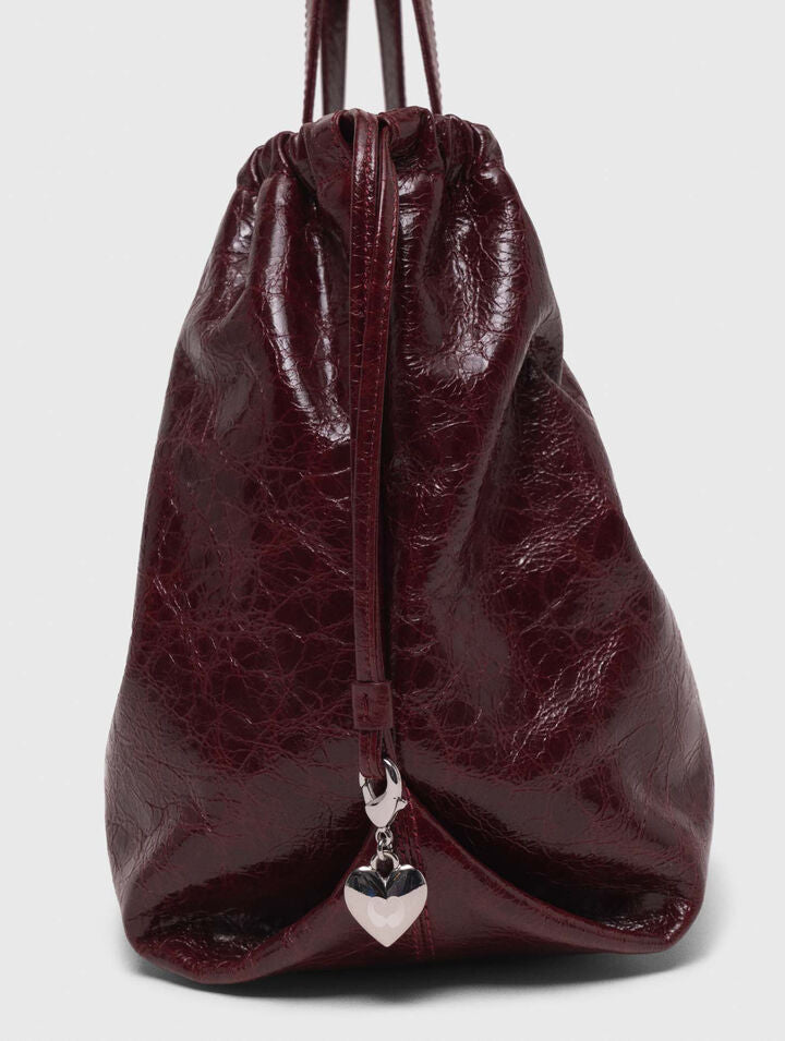Crackled leather Milpli tote bag - Burgundy - View 3