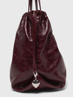Crackled leather Milpli tote bag - Burgundy - View 3