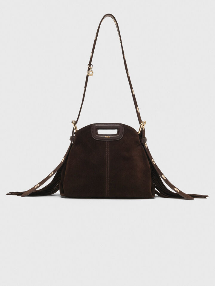 Suede leather mini Miss M bag - Dark brown - View 1