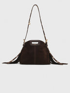 Suede leather mini Miss M bag - Dark brown - View 1